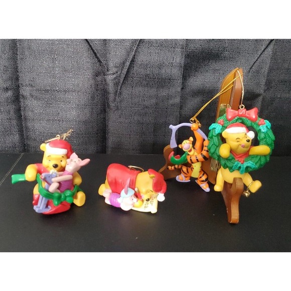 Disney Other - Vtg Winnie the Pooh, Piglet, Tigger 3" Plastic Christmas Tree Ornaments LOT of 4